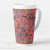 Tasse Latte Bugs de Doodle sur corail rouge (Angle droit)