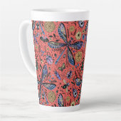 Tasse Latte Bugs de Doodle sur corail rouge (Angle gauche)