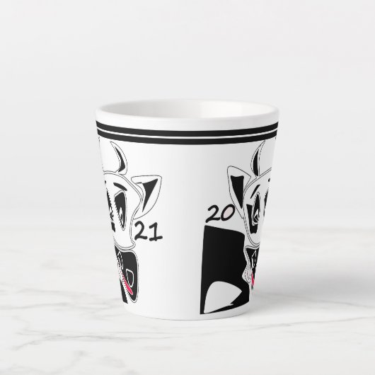 Tasse Latte Bull, année du taureau, 2021, taureau drôle (Devant)