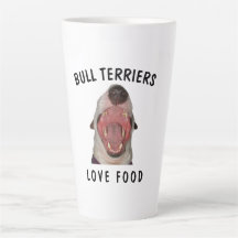 BULL TERRIERS ADORE LA NOURRITURE Latte Mug, 2 Tai
