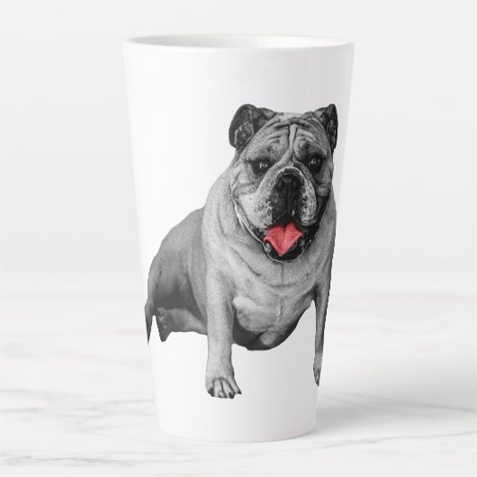 Tasse Latte Bulldog with Playful Red Accents (Devant)