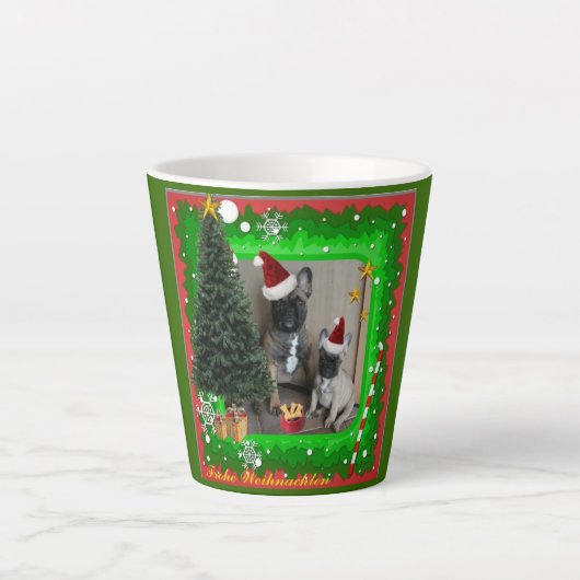 Tasse Latte Bulldogen français Noël Café (Devant)