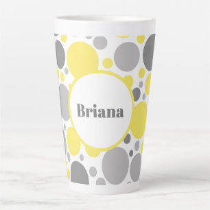 Tasse Latte Bulles jaunes et grises personnalisées modernes