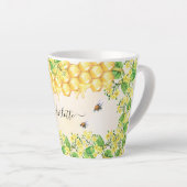 Tasse Latte Bumble abeilles miel fleurons jaunes nom script (Angle droit)