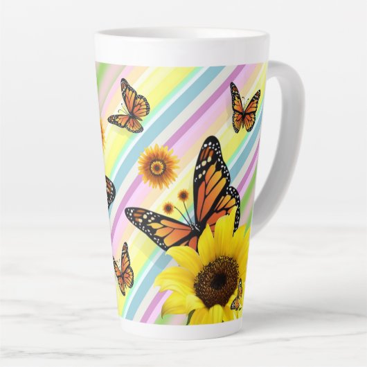 Tasse Latte Bumblebebe à papillon à latte de tournesol (Angle droit)