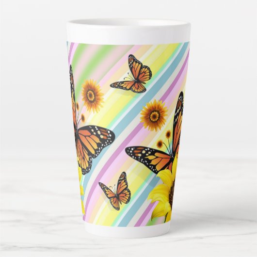 Tasse Latte Bumblebebe à papillon à latte de tournesol (Devant)