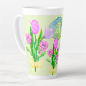 Tasse Latte Bunch of Spring Flowers Custom Monogramme (Angle gauche)