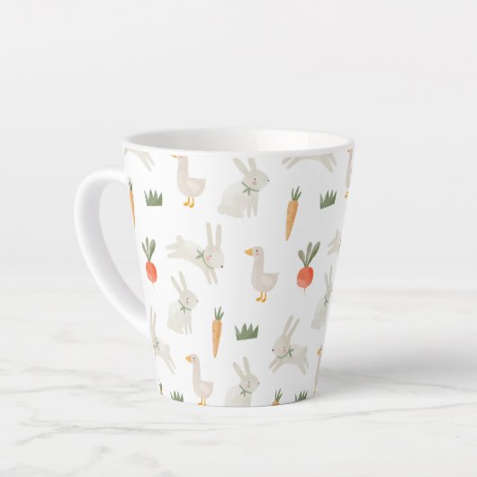 Tasse Latte Bunnies & Canards sur le Motif de ferme (Angle gauche)