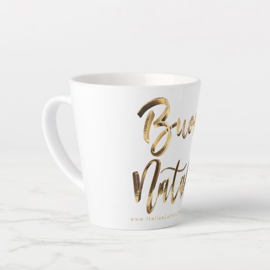 Tasse Latte Buon Natale Faux Gold Script Noël italien (Angle gauche)