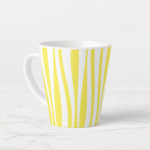 Tasse Latte Cabana Stripe jaune et blanc