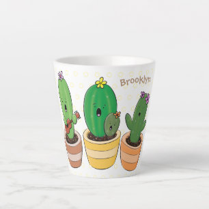 Tasse Latte Cactus trio chantante mignonne dessin animé