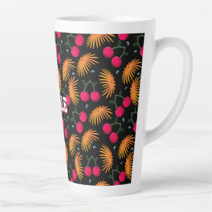 Tasse Latte Cadeau à motif floral personnalisé à la cerise