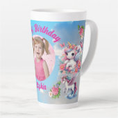 Tasse Latte Cadeau Anniversaire Fille Licorne Fleur Magique Ph (Angle droit)