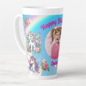 Tasse Latte Cadeau Anniversaire Fille Licorne Fleur Magique Ph (Angle gauche)