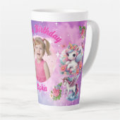 Tasse Latte Cadeau Anniversaire Fille Licorne Fleur Magique Ph (Angle droit)