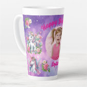 Tasse Latte Cadeau Anniversaire Fille Licorne Fleur Magique Ph (Angle gauche)