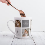 Tasse Latte Cadeau Collage familial personnalisé<br><div class="desc">Voici notre magnifique Collage Photo à thème gris, le cadeau familial ultime qui capture des souvenirs chéris de façon personnalisée et élégante. Ce collage soigneusement travaillé présente les beaux moments et les liens partagés au sein de votre famille, ce qui en fait un cadeau vraiment spécial et sincère. Avec son...</div>