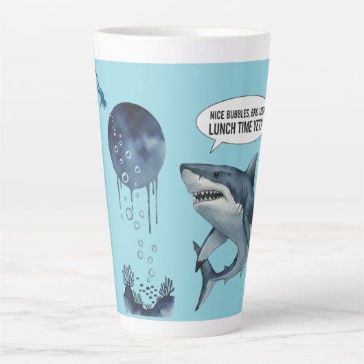 Tasse Latte cadeau d'anniversaire requin (Devant)