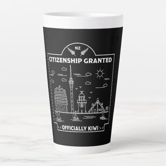 Tasse Latte Cadeau de célébration de la citoyenneté néo-zéland (Devant)