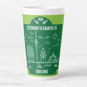 Tasse Latte Cadeau de célébration de la citoyenneté néo-zéland
