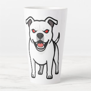 Tasse Latte Cadeau de chien de dessin animé Pitbull blanc aux