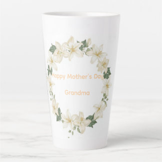 Tasse Latte Cadeau de fête des mères Grand-mère Floral pour Na