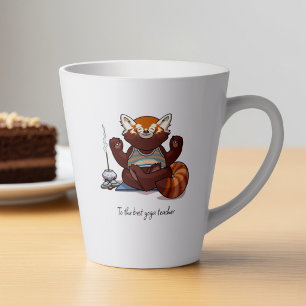 Tasse Latte Cadeau d'enseignant de yoga de Panda Rouge Méditat