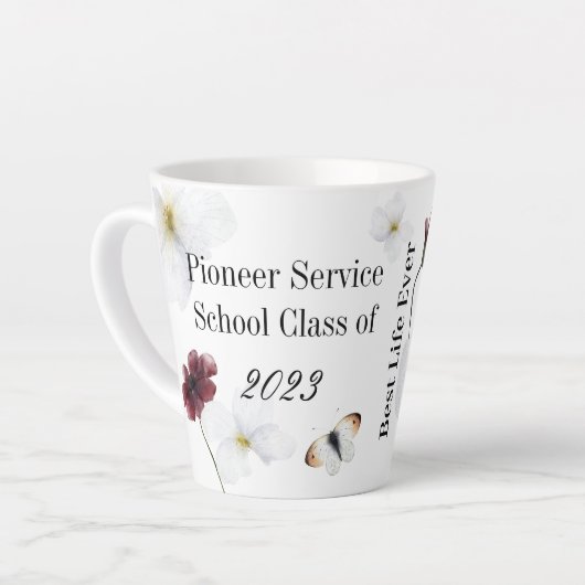 Tasse Latte Cadeau personnalisé pour le pionnier JW 2023 Latte (Angle gauche)