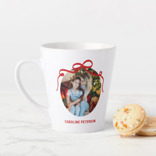 Tasse Latte Cadeau photo personnalisé Ruban à nœud coquet roug