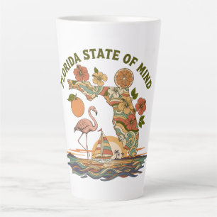 Tasse Latte Cadeau Rétro de Floride État d'Esprit Flamant Rose