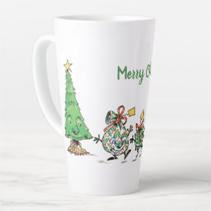 Tasse Latte Cadeaux de Noël et arbre de Noël de dessin animé m