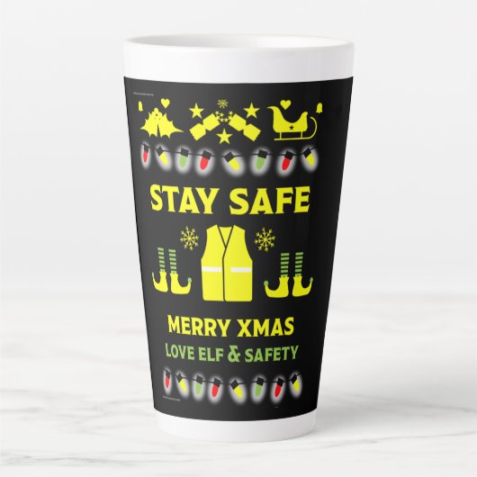 Tasse Latte Cadeaux De Noël Santé Et Sécurité (Devant)
