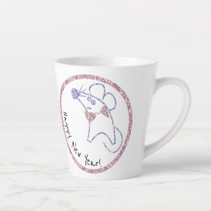 Tasse Latte Cadre doré, nouvel an, Noël