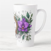 Tasse Latte Cadre floral d'orchidée violette (Droite)