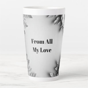 Tasse Latte Cadre floral rose pour style de maison moderne 🌹