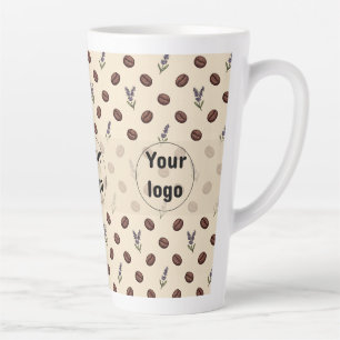 Tasse Latte Café Branding Haricots de Café Anciens et Lavande