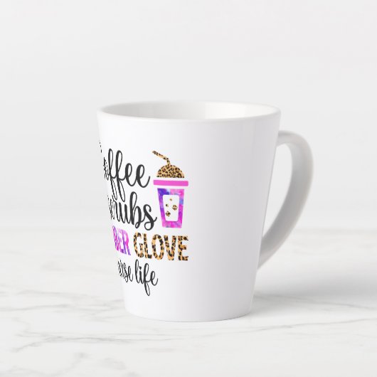 Tasse Latte Café, Écrans, Gants en caoutchouc - Citation de vi (Angle droit)