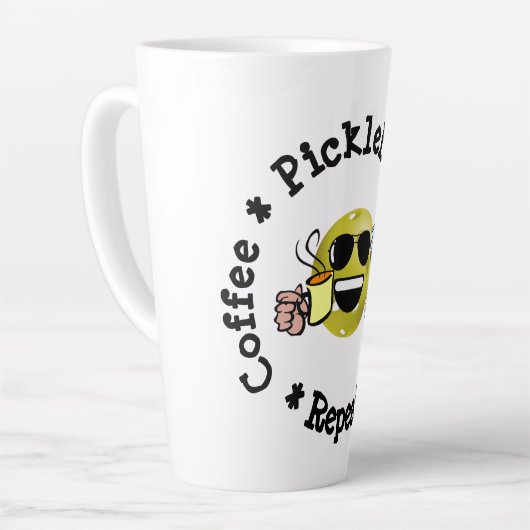 Tasse Latte Café, Pickleball, Vin, Pickleball Répéter Addict (Angle gauche)