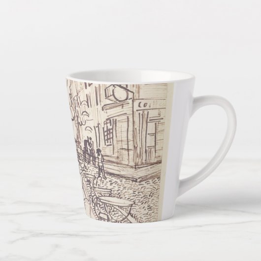 Tasse Latte Café Terrasse en soirée, Dessin d'art, Van Gogh (Droite)