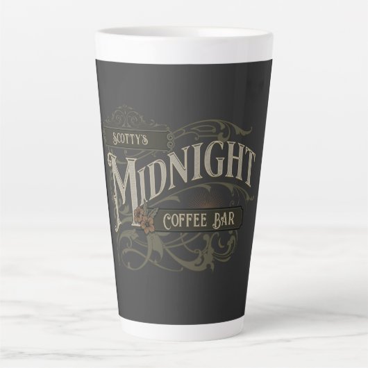Tasse Latte Café vintage de minuit (Devant)