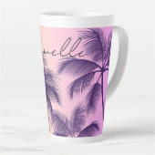 Tasse Latte Cali moderne Tropical Pastel Rose Sunset Palm Tree (Angle droit)