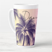 Tasse Latte Cali moderne Tropical Pastel Rose Sunset Palm Tree (Angle gauche)