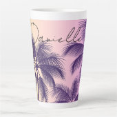 Tasse Latte Cali moderne Tropical Pastel Rose Sunset Palm Tree (Devant)