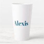 Tasse Latte Calligraphie de nom Script Plain Simple Blanc Bleu (Devant)