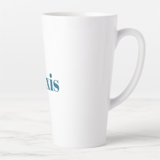 Tasse Latte Calligraphie de nom Script Plain Simple Blanc Bleu (Droite)