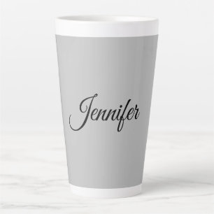 Tasse Latte Calligraphie Élégant Gris rétro Gris