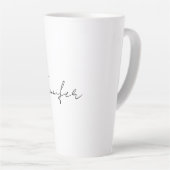 Tasse Latte Calligraphie Elégant Noir Blanc Plaine Nom simple (Angle droit)