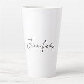 Tasse Latte Calligraphie Elégant Noir Blanc Plaine Nom simple (Devant)