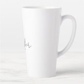 Tasse Latte Calligraphie Elégant Noir Blanc Plaine Nom simple (Droite)