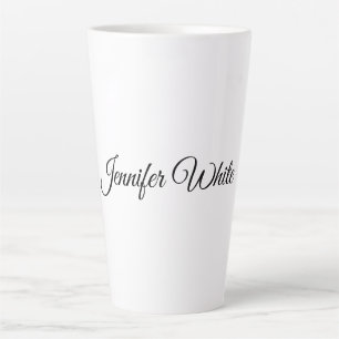 Tasse Latte Calligraphie Elegant noir & blanc Rétro